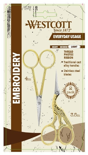 Westcott 2pk Embroidery Gold Scissor Set - 1