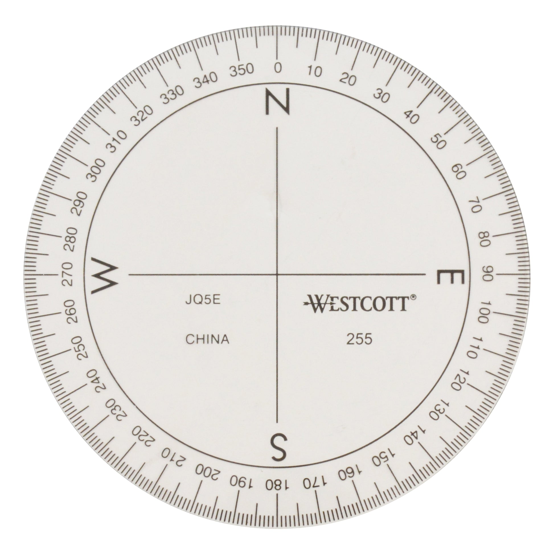 Westcott 3 1/2’’ 360 Degree Compass Protractor Transparent (255)