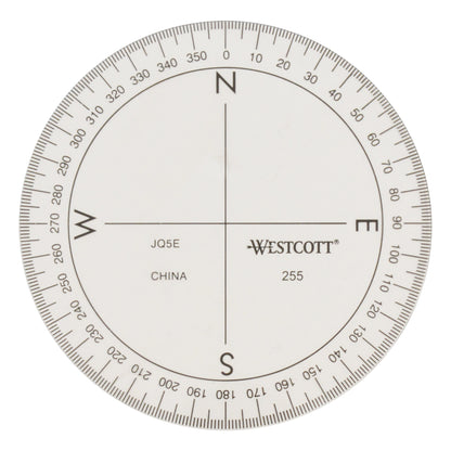 Westcott 3 1/2’’ 360 Degree Compass Protractor Transparent (255)