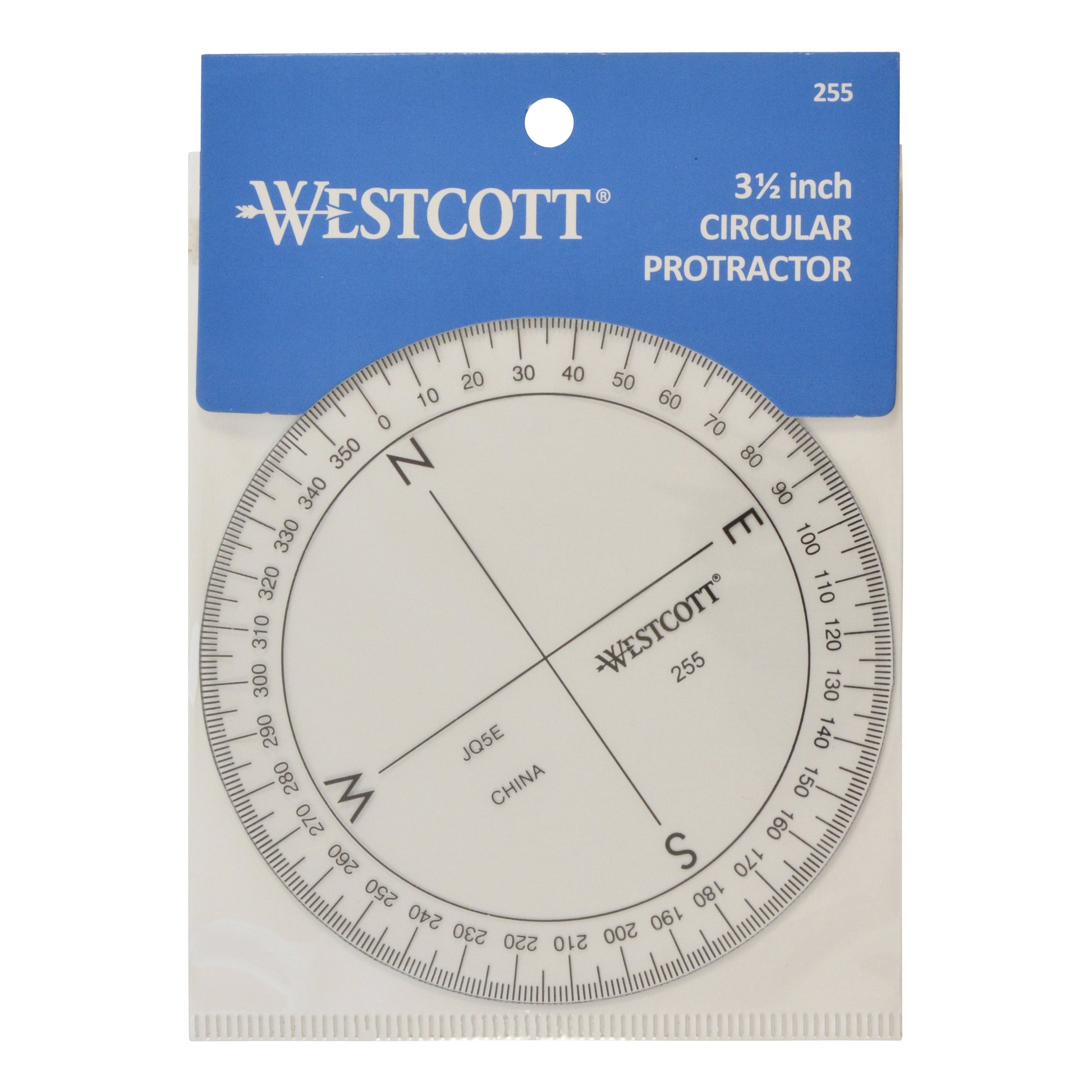 Westcott 3 1/2 westcott-3-1-2-360-degree-compass-protractor-transparent-255-westcottbrand
