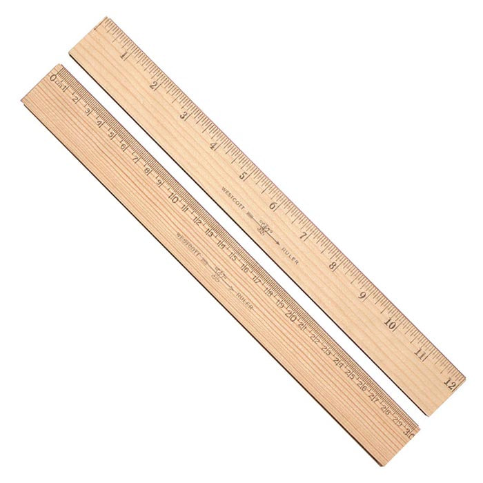 Westcott 30 cm Wood Ruler Measuring Metric and 1/16