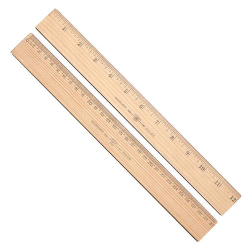 Westcott 30 cm Wood Ruler Measuring Metric and 1/16’’ Scale With Single Metal Edge (10375)