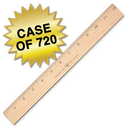 Westcott 30 cm Wood Ruler Measuring Metric and 1/16’’ Scale With Single Metal Edge (10375) - 720