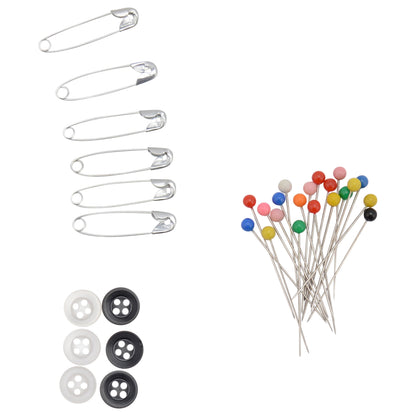 Westcott 4-Piece Sewing Set with Rag Scissors Embroidery Tape Measure Box of Pins and Buttons for Fabric Quilting