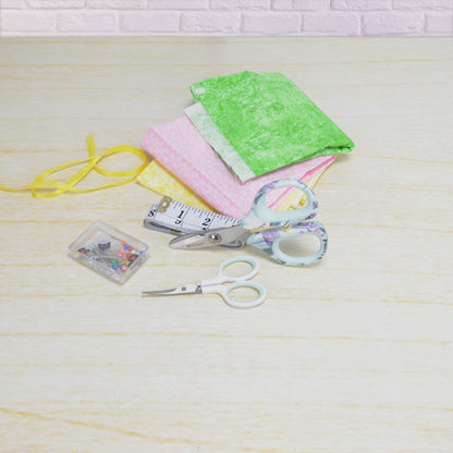 Westcott 4-Piece Sewing Set with Rag Scissors Embroidery Tape Measure Box of Pins and Buttons for Fabric Quilting