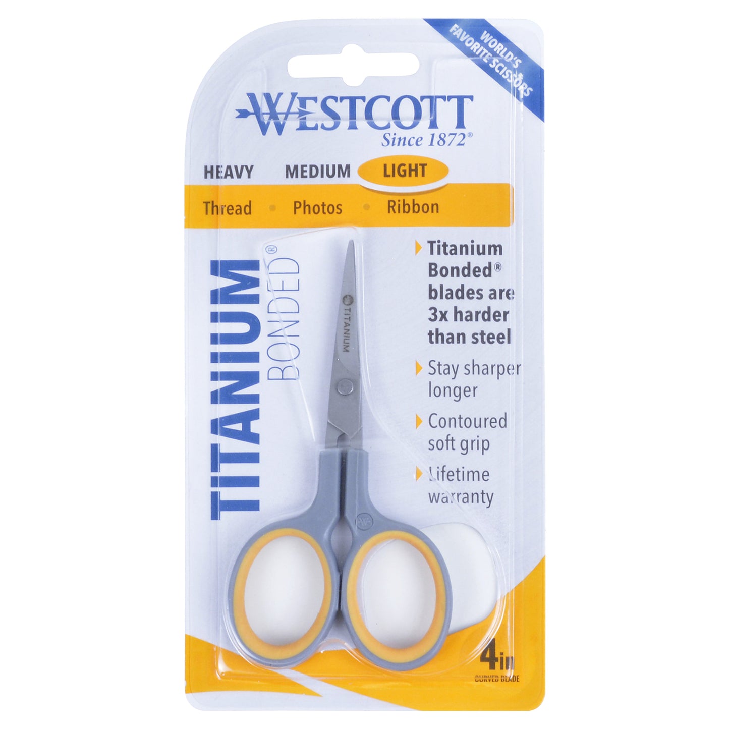 Westcott 4’’ Soft Handle Titanium Bonded Curved Embroidery Scissors (13865)