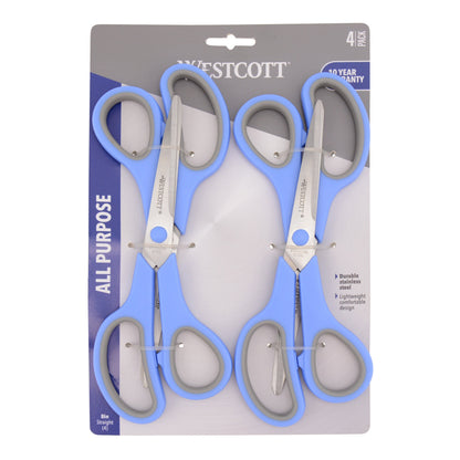 Westcott 40pc Sidekick 8’’ All Purpose Scissors with Soft Handle 4pk (68066-Parent) - World’s Favorite