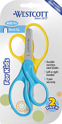 Westcott 5’’ Hard Handle Kids Scissors 2pk Blunt (13168)