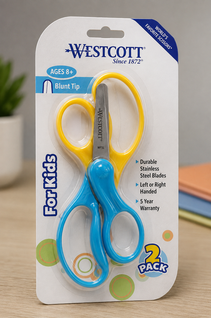 Westcott 5’’ Hard Handle Kids Scissors 2pk Blunt (13168) - World’s Favorite
