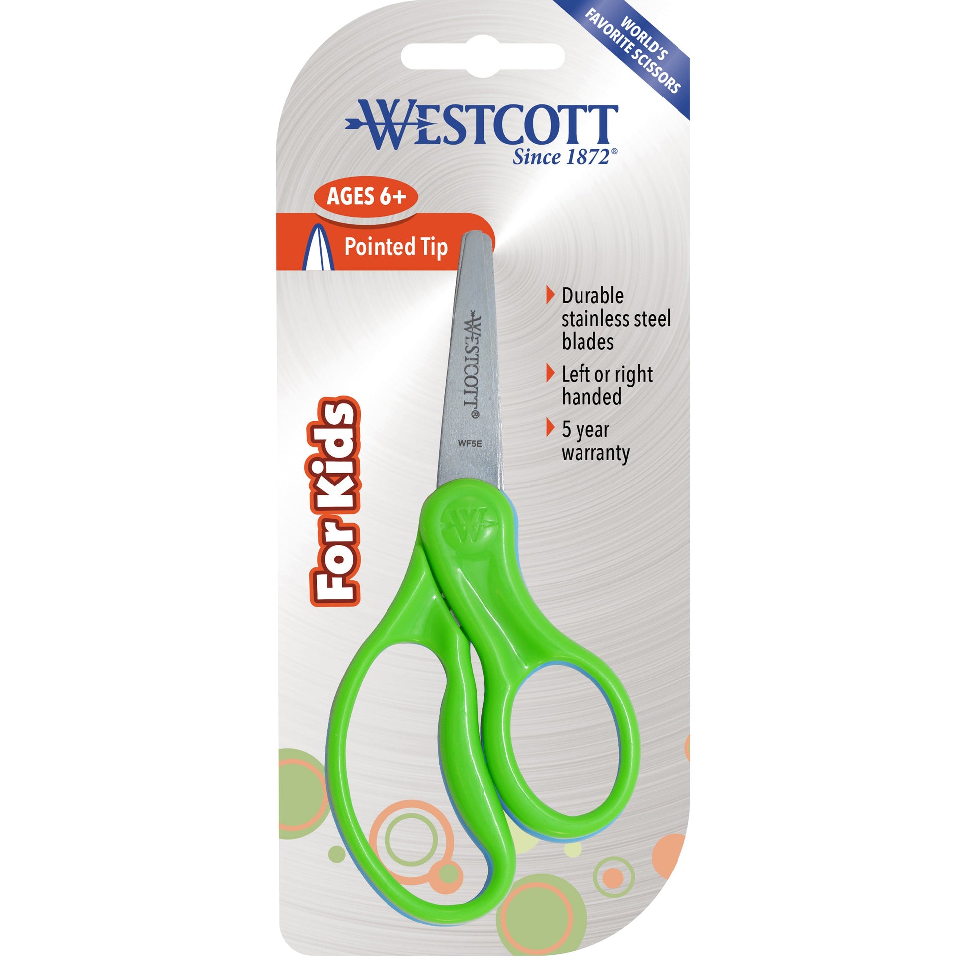 Westcott 5’’ Hard Handle Kids Scissors Pointed Assorted Colors (13131) - World’s Favorite