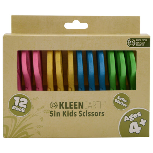 Westcott 5’’ KleenEarth Scissors 12-Pack for Kids Ages 4+ Recycled School and Craft Projects (00850-PARENT) - World’s