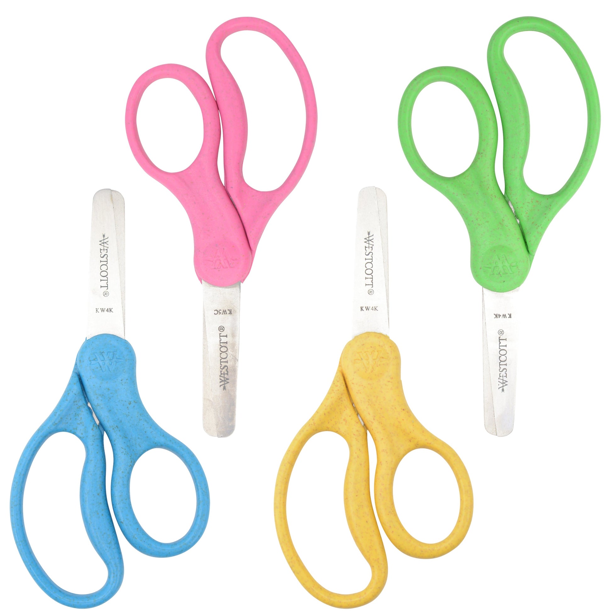 Westcott 5’’ KleenEarth Scissors 12-Pack for Kids Ages 4+ Recycled School and Craft Projects (00850-PARENT) - World’s