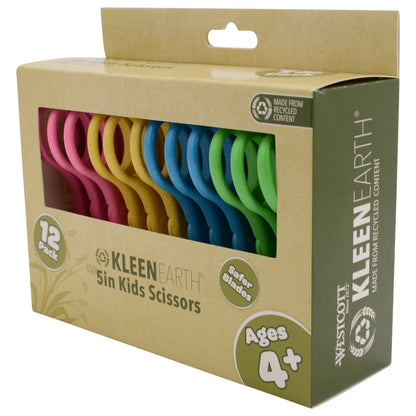 Westcott 5’’ KleenEarth Scissors 12-Pack for Kids Ages 4+ Recycled School and Craft Projects (00850-PARENT) - World’s