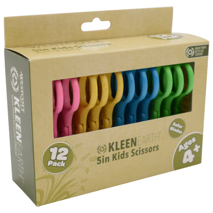Westcott 5’’ KleenEarth Scissors 12-Pack for Kids Ages 4+ Recycled School and Craft Projects (00850-PARENT) - World’s