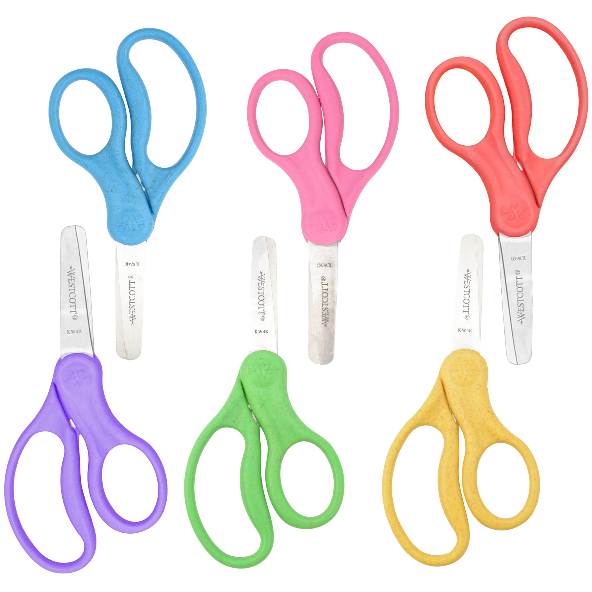 Westcott 5’’ KleenEarth Scissors 6-Pack for Kids Ages 4+ Recycled School and Craft Projects (00684-PARENT) - World’s