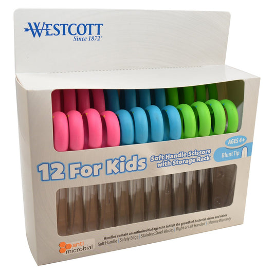 Westcott 5’’ School Pack of Kids Scissors with Anti-Microbial Protection Blunt Assorted Colors (14873)