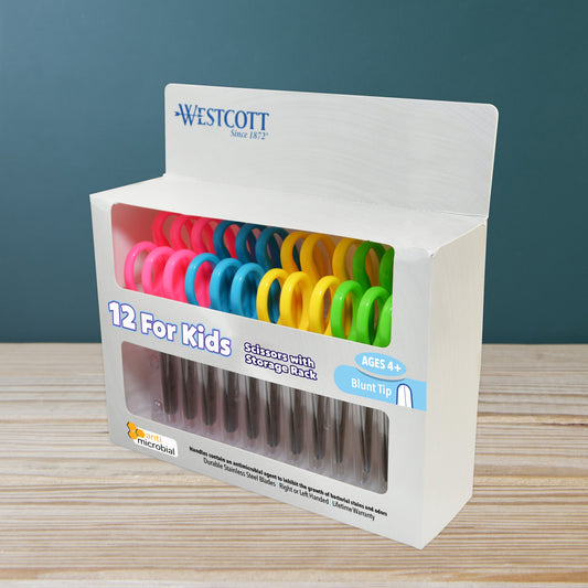 Westcott 5’’ School Pack of Kids Scissors with Anti-Microbial Protection Blunt Assorted Colors (Pack of 12) (14871) - 1