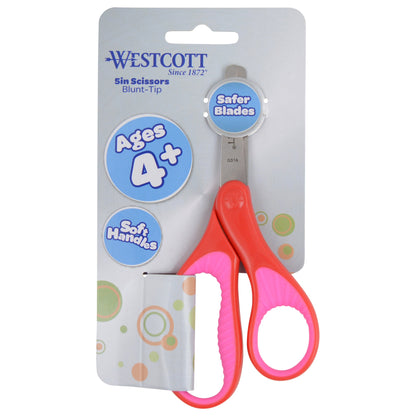 Westcott 5’’ Soft Handle Blunt-Tip Scissors for Kids Ages 4-7 - School or Crafting - Back to Supplies - Red/Pink