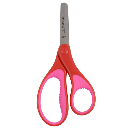 Westcott 5’’ Soft Handle Blunt-Tip Scissors for Kids Ages 4-7 - School or Crafting - Back to Supplies - Red/Pink