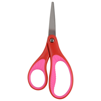 Westcott 5’’ Soft Handle Pointed-Tip Scissors for Kids Ages 6-8 - School or Crafting - Back to Supplies - Red/Pink