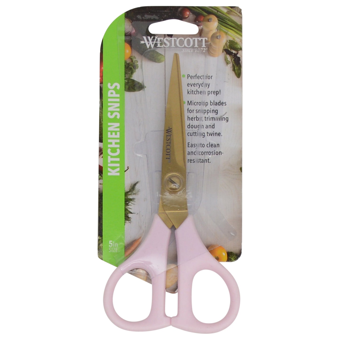 Westcott 5in All Purpose Kitchen Snips for Herbs Pink with Gold Blade (00822) - World’s Favorite Scissors