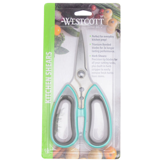 Westcott 6.5’’ Titanium Bonded Soft Handle Kitchen Shears for Herbs Teal (00829) - World’s Favorite Scissors