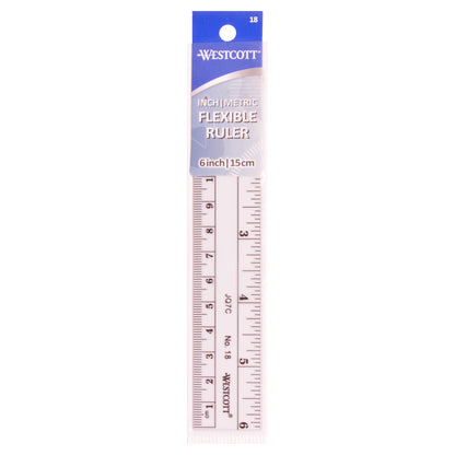 Westcott 6’’ Flexible Inch/Metric Ruler Bulk Packed (Box of 100) (18-BP) - World’s Favorite Scissors