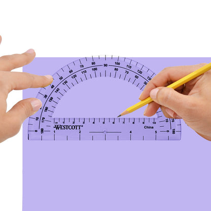 Westcott 6’’ Plastic 180 Degree Protractor Clear (11200)