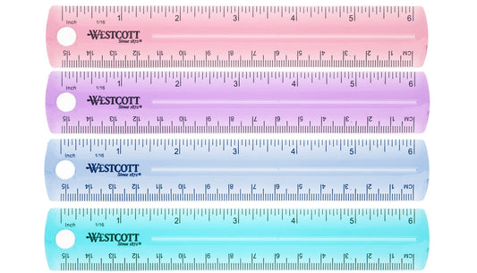 Westcott 6’’ Plastic Ruler Assorted Colors (00412) - World’s Favorite Scissors