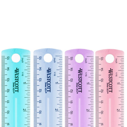 Westcott 6’’ Plastic Ruler Assorted Colors (00412) - World’s Favorite Scissors