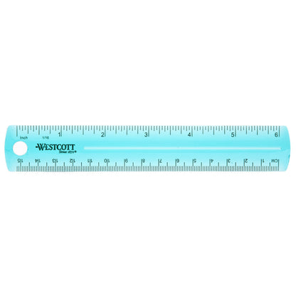 Westcott 6’’ Plastic Ruler Assorted Colors (00412) - World’s Favorite Scissors