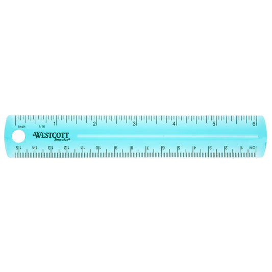 Westcott 6’’ Plastic Ruler Assorted Colors (00412) - World’s Favorite Scissors