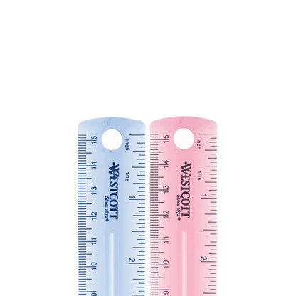 Westcott 6’’ Plastic Ruler Assorted Colors (2 pack) (00414) - World’s Favorite Scissors