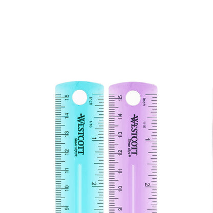 Westcott 6’’ Plastic Ruler Assorted Colors (2 pack) (00414) - World’s Favorite Scissors