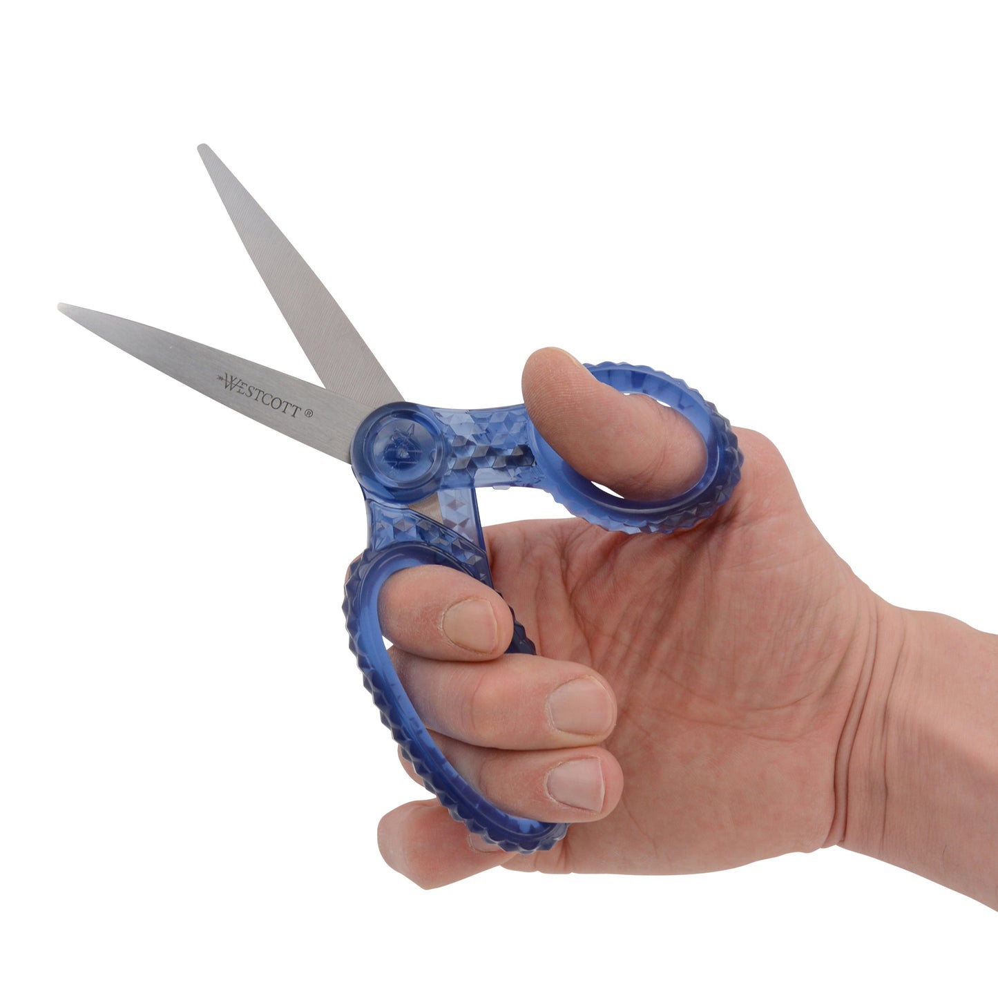 Westcott 7’’ GEM Crystal-Covered Student Scissors for Kids Aged 12+ - School Craft Home DIY Classroom - Blue