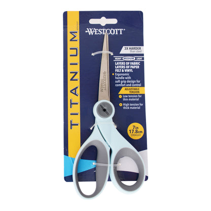 Westcott 7’’ Titanium Bonded Scissors with Adjustable Glide Feature Microtip - Light Blue (15140) - World’s Favorite