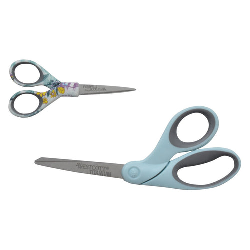 Westcott 8” & 5” Print Titanium 2 Pack Scissor Set