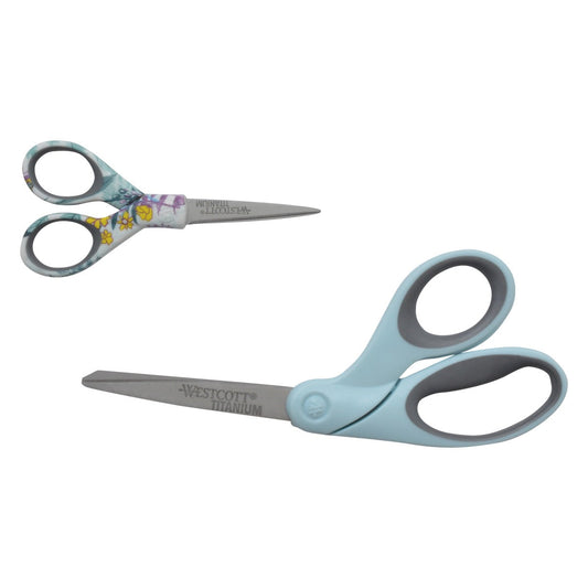 Westcott 8” & 5” Print Titanium 2 Pack Scissor Set - World’s Favorite Scissors