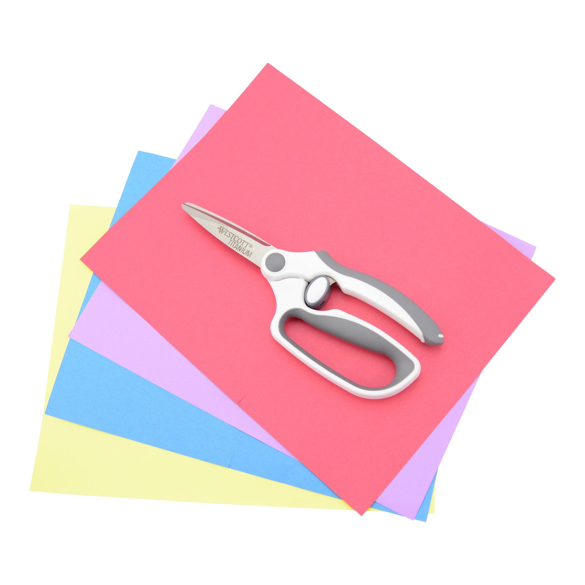 Westcott 8.5’’ Titanium Bonded Spring-Assist Easy Cut Scissors White/Gray (00995-Parent) - World’s Favorite