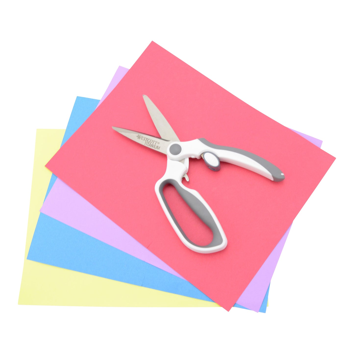 Westcott 8.5’’ Titanium Bonded Spring-Assist Easy Cut Scissors White/Gray (00995-Parent) - World’s Favorite