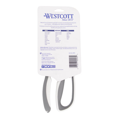 Westcott 8.5’’ Titanium Bonded Spring-Assist Easy Cut Scissors White/Gray (00995-Parent) - World’s Favorite