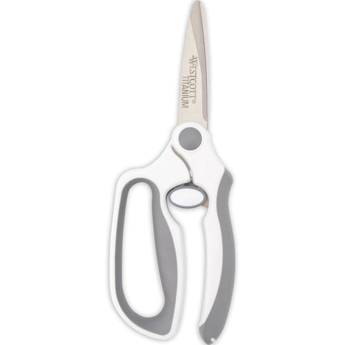 Westcott 8.5’’ Titanium Bonded Spring-Assist Easy Cut Scissors White/Gray (00995-Parent) - World’s Favorite