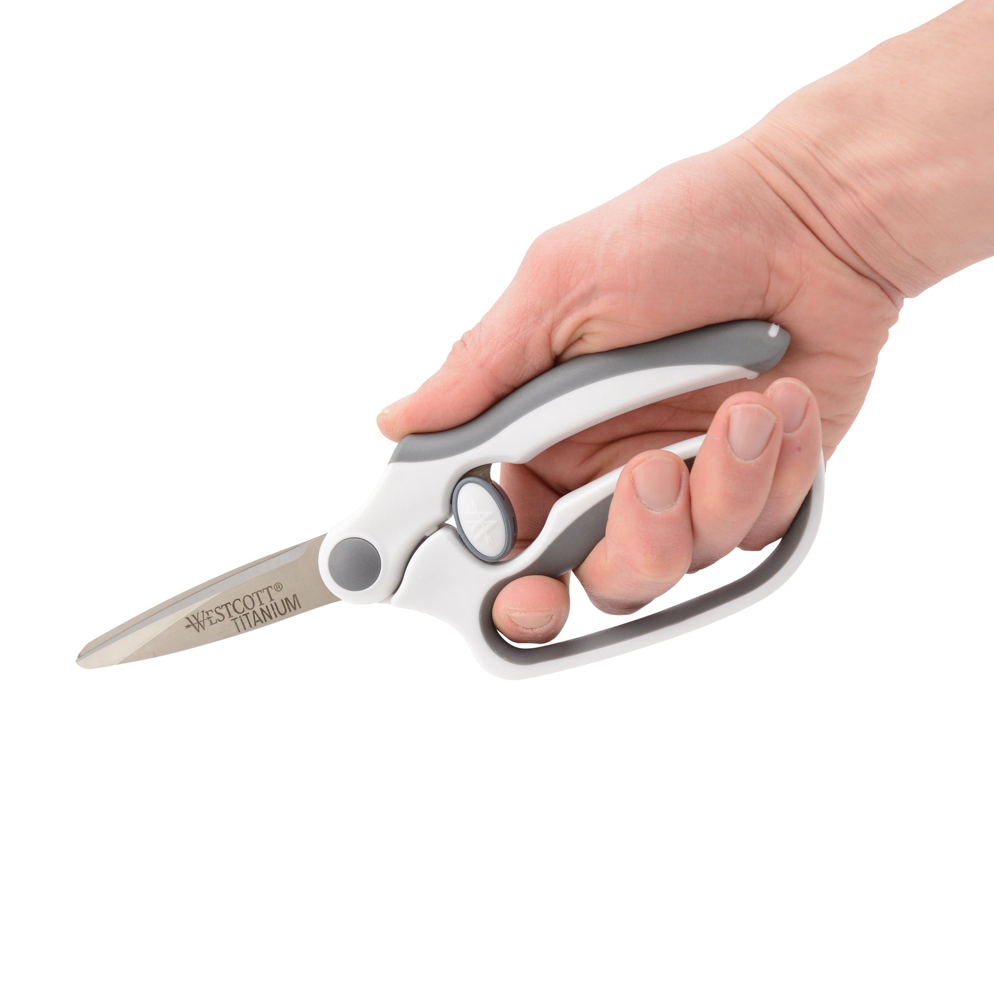 Westcott 8.5’’ Titanium Bonded Spring-Assist Easy Cut Scissors White/Gray (00995-Parent) - World’s Favorite