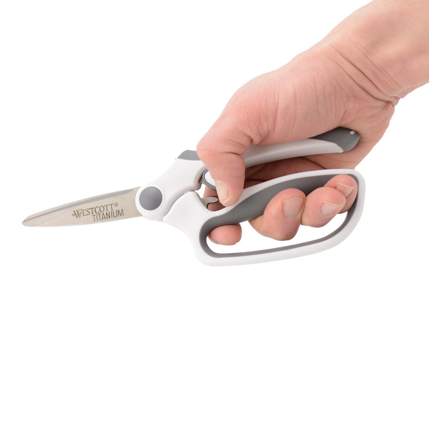 Westcott 8.5’’ Titanium Bonded Spring-Assist Easy Cut Scissors White/Gray (00995-Parent) - World’s Favorite