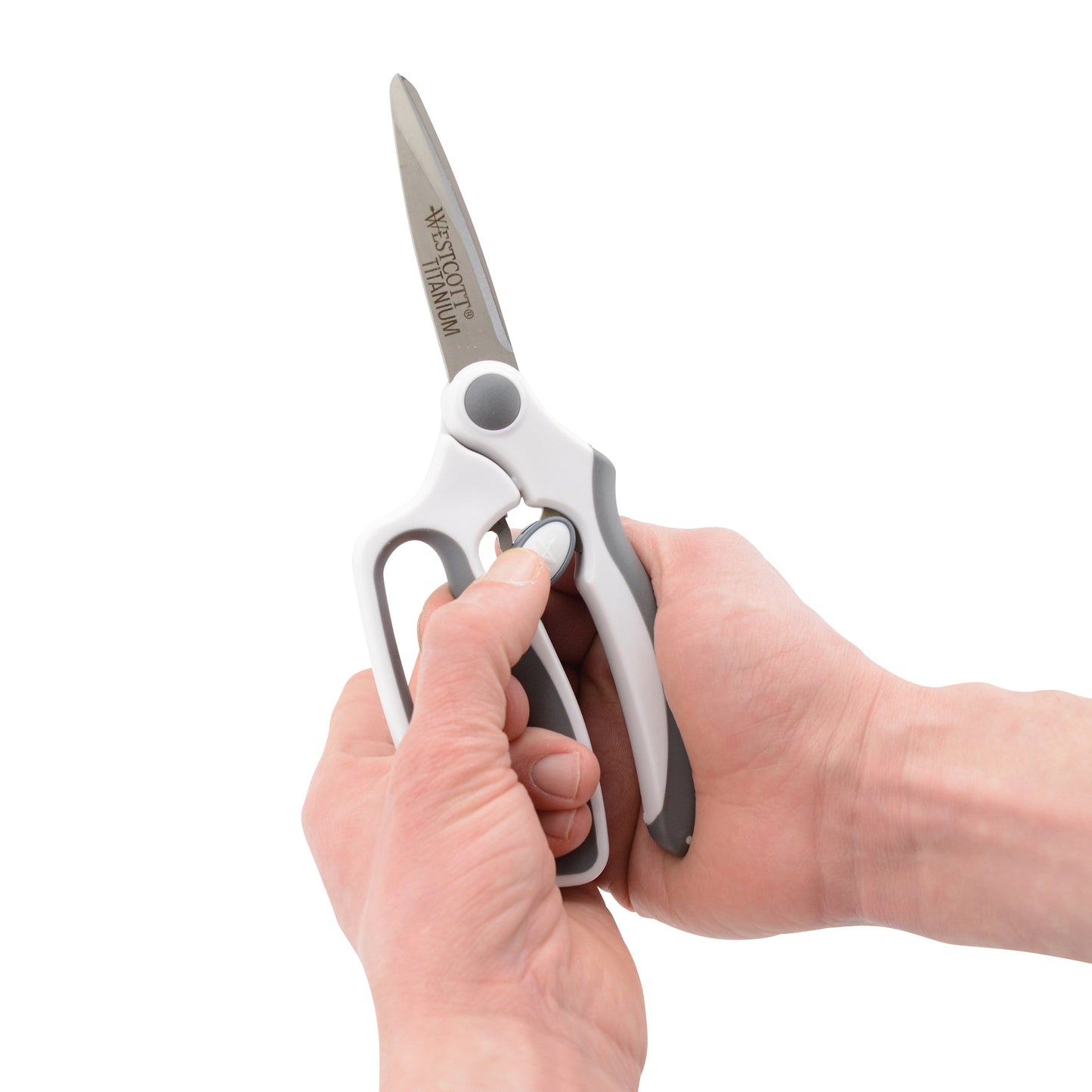 Westcott 8.5’’ Titanium Bonded Spring-Assist Easy Cut Scissors White/Gray (00995-Parent) - World’s Favorite
