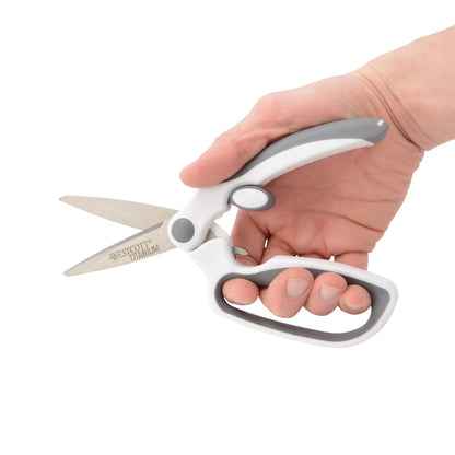 Westcott 8.5’’ Titanium Bonded Spring-Assist Easy Cut Scissors White/Gray (00995-Parent) - World’s Favorite
