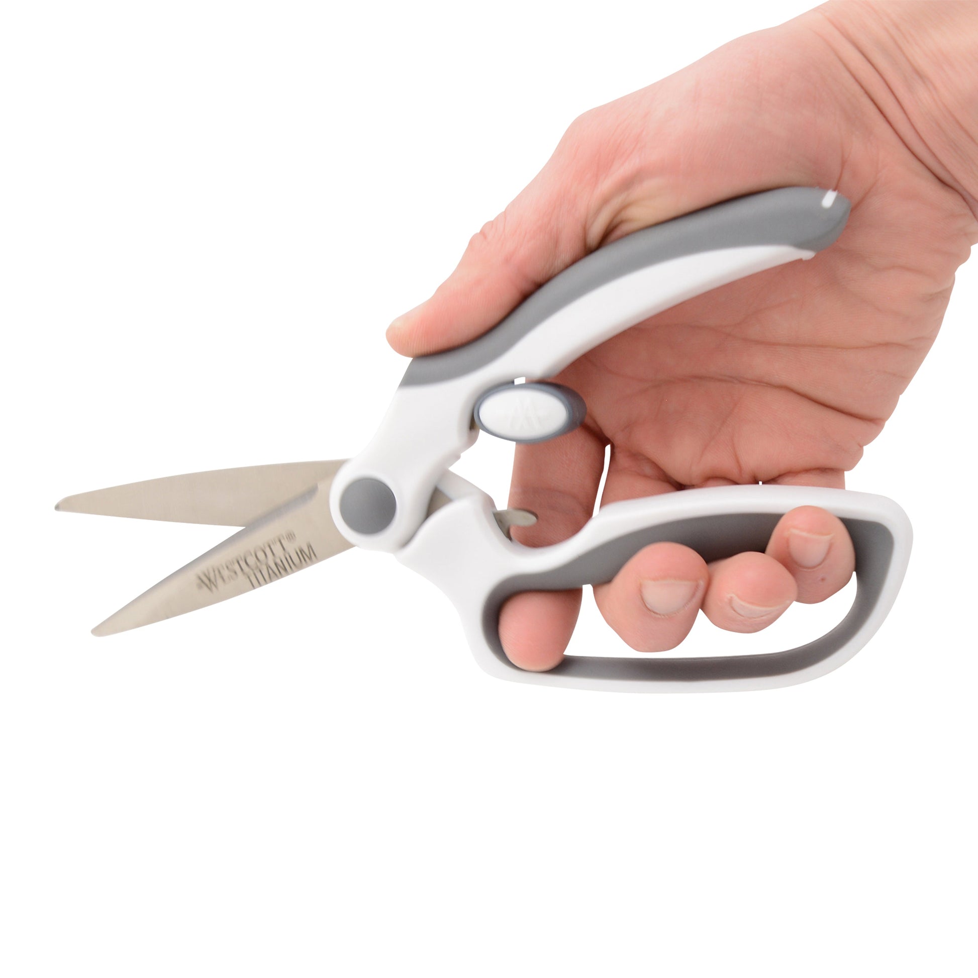 Westcott 8.5’’ Titanium Bonded Spring-Assist Easy Cut Scissors White/Gray (00995-Parent) - World’s Favorite