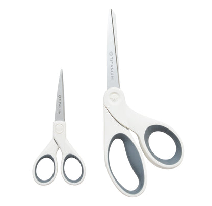 Westcott 8’’ Bent and 5’’ Straight Titanium Bonded Craft Scissors with Micro Tip 2-Pack (16378)