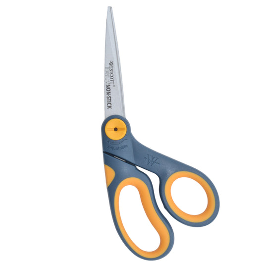 Westcott 8’’ Bent Titanium Bonded Non-Stick Scissors With Adjustable Glide Feature (14850) - World’s Favorite