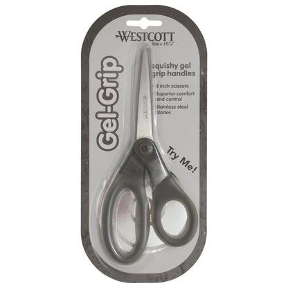Westcott 8’’ Gel-Grip Multipurpose Scissors for Office and Home Gray (17744) - World’s Favorite